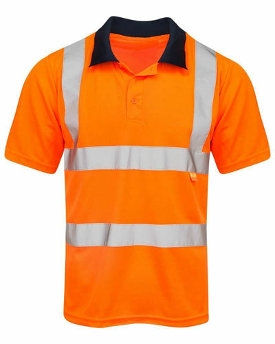 Mens Hi Vis VIZ Visibility Polo Two Tone Workwear T-Shirt - Orange(36)