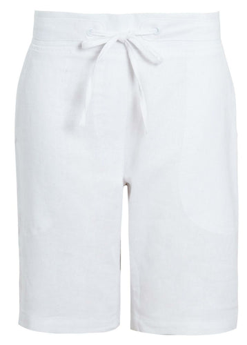 Shelikes Ladies Summer Holiday Linen Comfort Stone Shorts - White