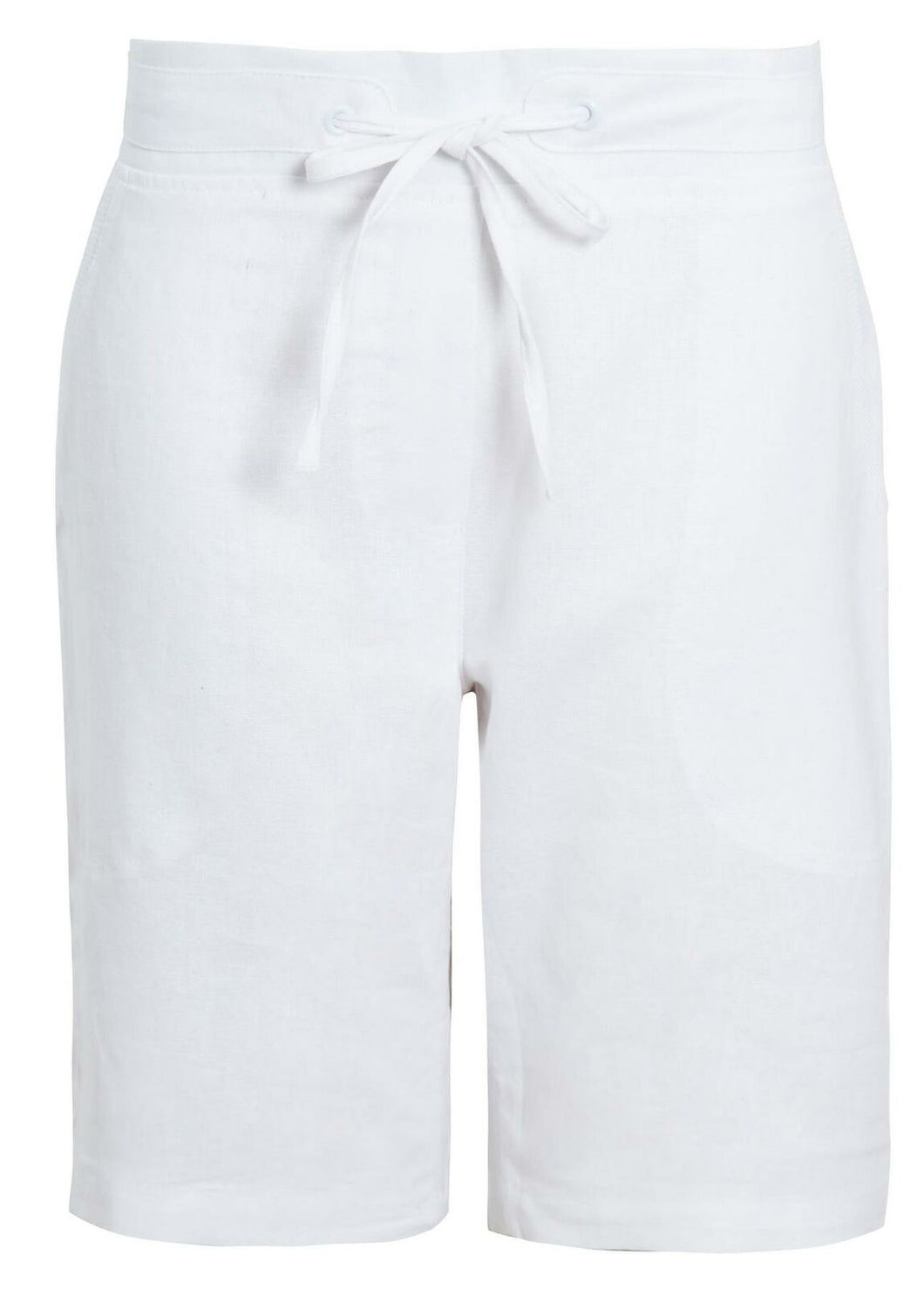 Shelikes Ladies Summer Holiday Linen Comfort Stone Shorts - White