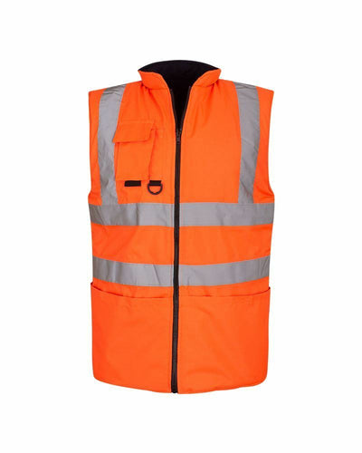 Hi Vis Viz Body Warmer Reversible Gilet Sleeveless Waistcoat - Orange