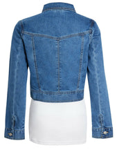 Load image into Gallery viewer, Shelikes Ladies Denim Crop Style Jacket - Mid Blue
