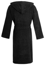 Load image into Gallery viewer, Unisex Luxury Egyptian Cotton Terry Towelling Gown - Black ( Hooded Bath Robe )
