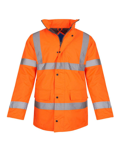 Hi Vis Parka Workwear Safety Hooded Jacket - Orange