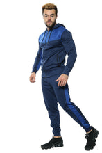 Load image into Gallery viewer, Mens Tracksuit Zip Up Hoodie Slim Fit Pants Set - Navy/Royal (AV20-U)
