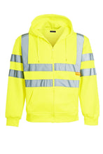 Load image into Gallery viewer, Mens Zip Up Fleece Hooded Hi Viz Visibility Sweatshirt - Yellow
