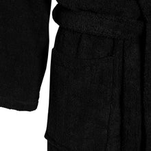 Load image into Gallery viewer, Unisex Luxury Egyptian Cotton Terry Towelling Gown - Black ( Shawl Collar Bath Robe )
