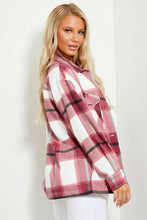 Load image into Gallery viewer, Womens Check Fleece Casual Oversize Shacket - Wine Check
