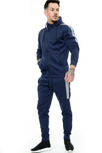 Load image into Gallery viewer, Mens Plain Hoodie Tracksuit Top Designer Slim Fit Hooded - Navy Panel Suit
