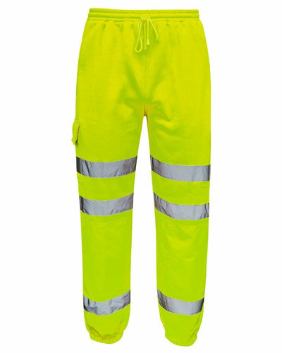 Mens Hi Vis Viz Combat Trousers Workwear Jogging Bottoms - Yellow