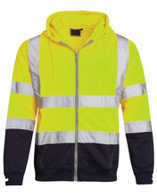 Load image into Gallery viewer, Shelikes Hi Vis Viz Visibility Two Tone Zip Hooded Jacket - Yellow
