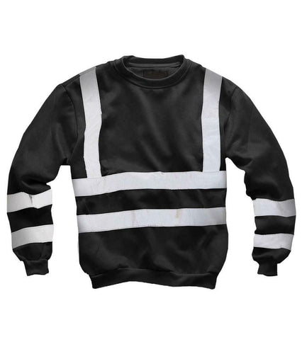 Mens  2 Tone Hi Vis Security Sweatshirt Pull Over - Black