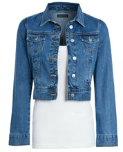 Load image into Gallery viewer, Shelikes Ladies Denim Crop Style Jacket - Mid Blue
