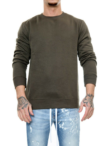 Mens Plain Casual Leisure Top Pullover - Khaki