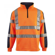 Load image into Gallery viewer, Hi Vis 2 Tone Safety Traffic Rugby Shirt Workwear- Orange/Navy
