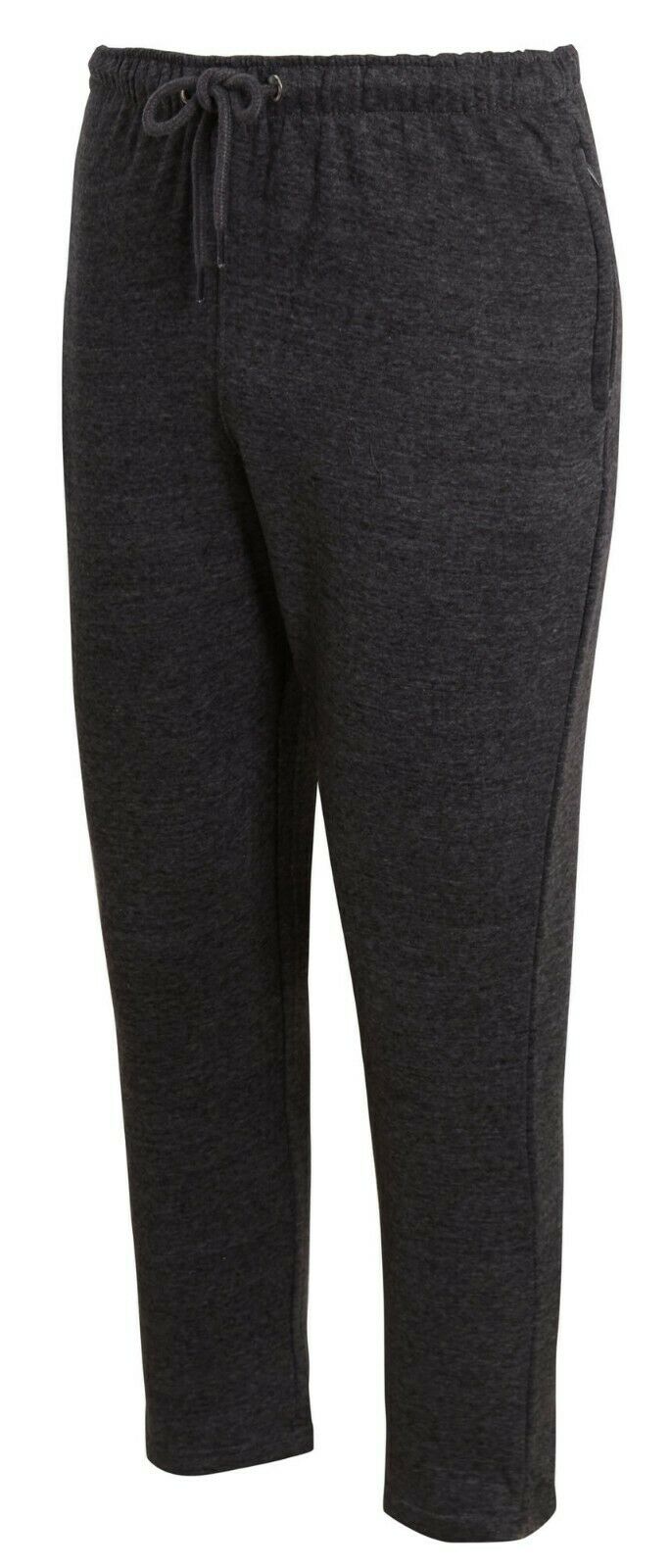 Mens Zip Pockets Open Hem Sweat Pants - Charcoal