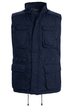 Load image into Gallery viewer, Mens Gilet Safari Multi Pocket Waistcoat - Navy
