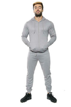 Load image into Gallery viewer, Mens Full Zip Hooded Skinny Fit Lightweight Tracksuit Set - Grey (AV20-015)
