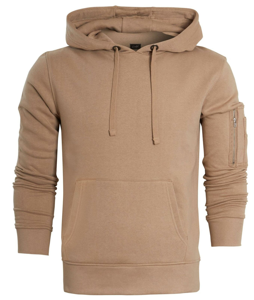 Kraftd Mens Classic Plain Hooded Sweatshirt - Mushroom