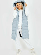 Load image into Gallery viewer, Womens Hooded Quilted Zip Up Gilet Waistcoat - Grey
