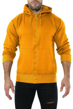 Load image into Gallery viewer, Mens Fleece Soft Lined Zipper Hoodie Sweatshirt - Mustard
