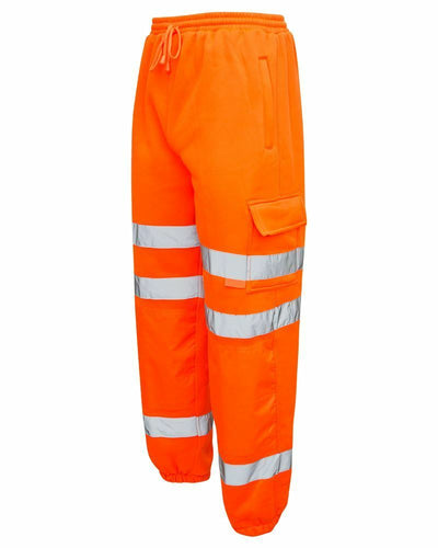 Mens Hi Vis Viz Combat Trousers Workwear Jogging Bottoms - Orange