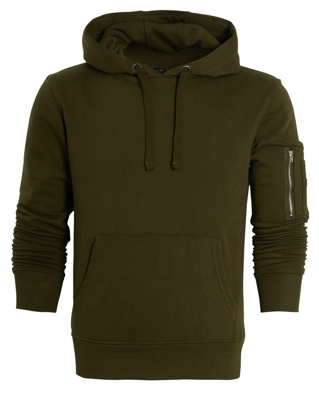 Kraftd Mens Classic Plain Hooded Sweatshirt - Khaki