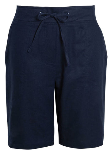 Shelikes Ladies Summer Holiday Linen Comfort Stone Shorts - Navy