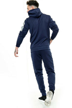 Load image into Gallery viewer, Mens Plain Hoodie Tracksuit Top Designer Slim Fit Hooded - Navy Panel Suit
