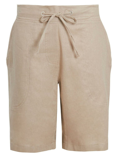 Shelikes Ladies Summer Holiday Linen Comfort Stone Shorts - Stone
