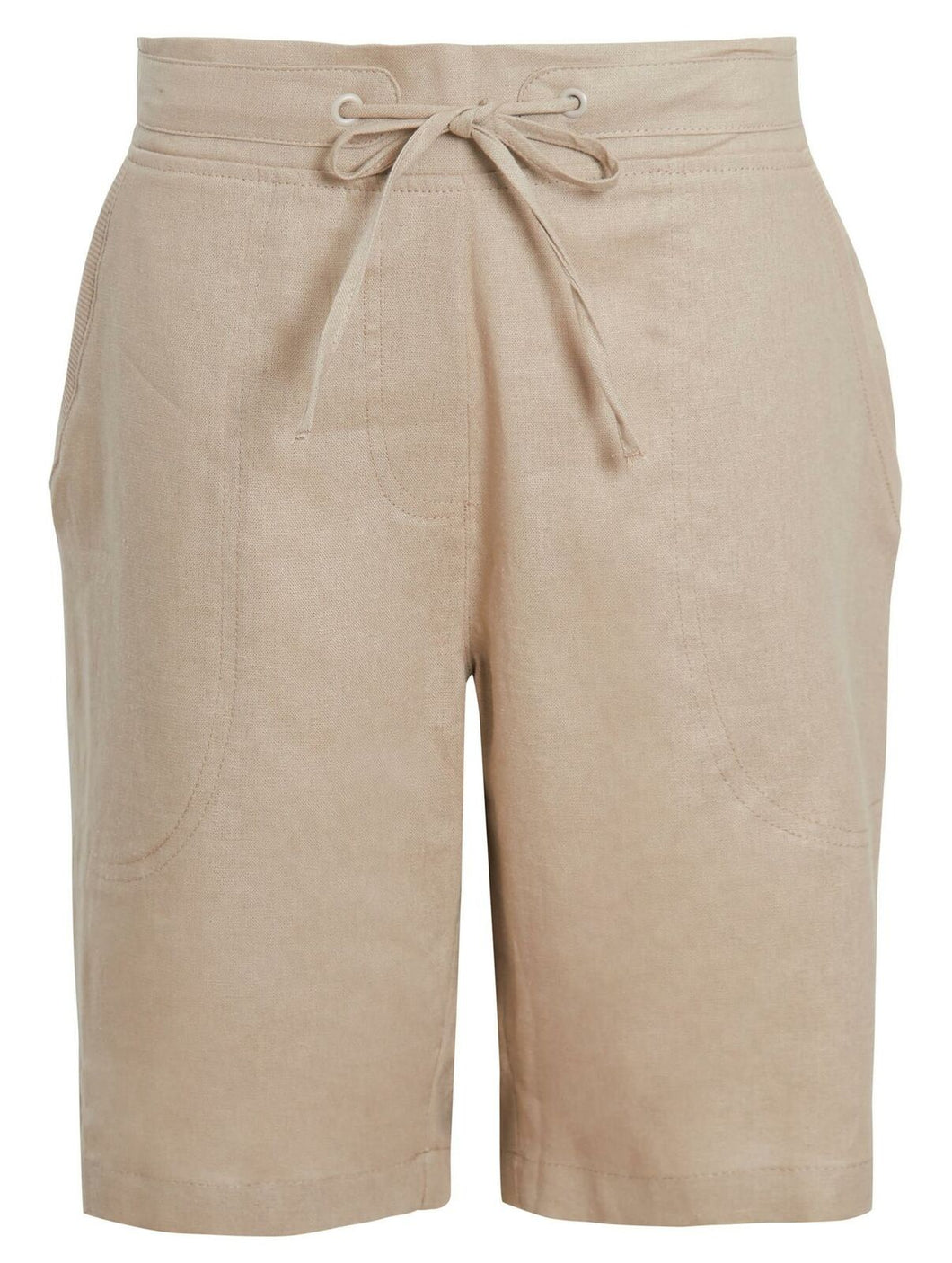 Shelikes Ladies Summer Holiday Linen Comfort Stone Shorts - Stone