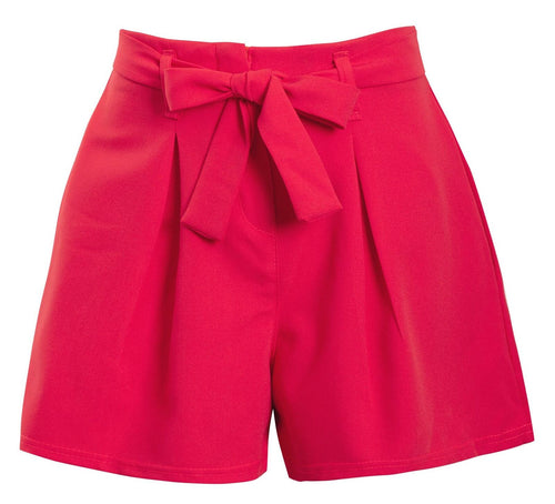 Ladies Mini Zip Pleated Casual Summer Shorts - Fuschia