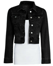 Load image into Gallery viewer, Shelikes Ladies Denim Crop Style Jacket - Maya (Black)
