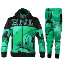 Load image into Gallery viewer, HNL Kids Hoodie Jogging Sports Tracksuit Set - Green
