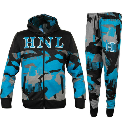 HNL Kids Hoodie Jogging Sports Tracksuit Set - Turq