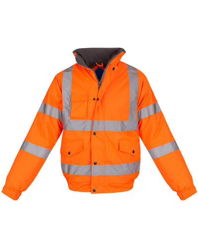 Hi Vis Visibility Bomber Workwear Security Hooded Waterproof Jacket - Orange