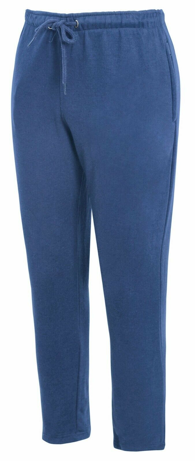 Mens Zip Pockets Open Hem Sweat Pants - Denim