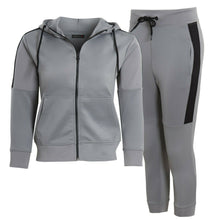 Load image into Gallery viewer, Mens Tracksuit Zip Up Hoodie Slim Fit Pants Set - Grey Panel
