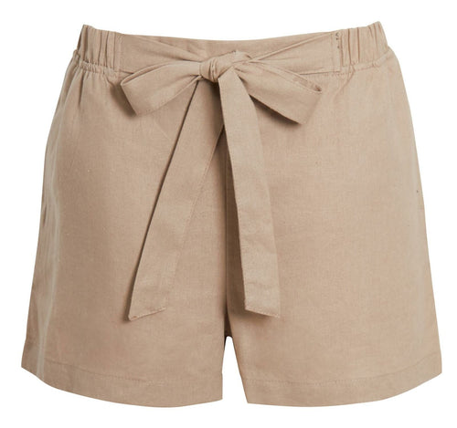 Womens High Waisted Summer Beach Casual Shorts - Stone