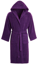 Load image into Gallery viewer, Unisex Luxury Egyptian Cotton Terry Towelling Gown - Purple ( Hooded Bath Robe )
