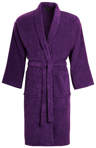 Unisex Luxury Egyptian Cotton Terry Towelling Gown - Purple ( Shawl Collar Bath Robe )