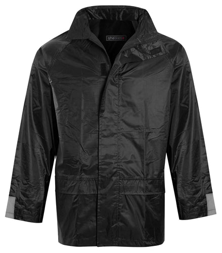 Mens Waterproof Hooded Mac Trench Short Jacket - Black Short Jacket