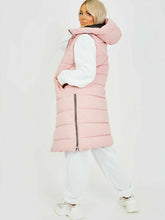 Load image into Gallery viewer, Womens Hooded Quilted Zip Up Gilet Waistcoat - Pink
