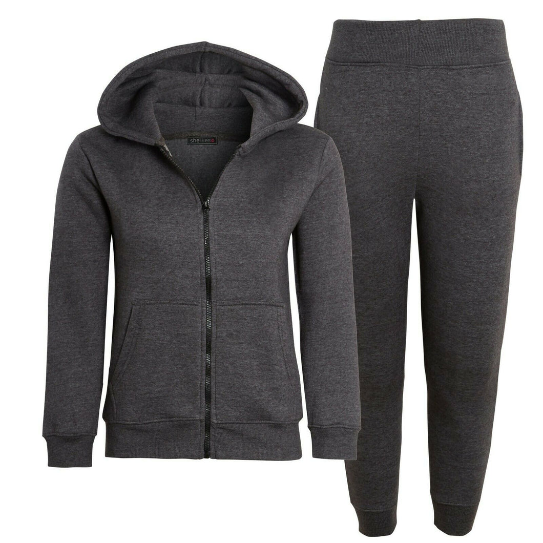 New Kids Fleece Hoodie Top & Bottoms Joggers Tracksuit Set - Charcoal