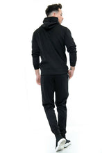 Load image into Gallery viewer, Mens Plain Hoodie Tracksuit Top Designer Slim Fit Hooded - Black Panel Suit
