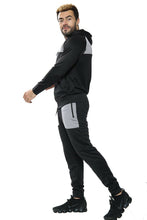 Load image into Gallery viewer, Mens Tracksuit Zip Up Hoodie Slim Fit Pants Set - Black/Grey (AV20-V)
