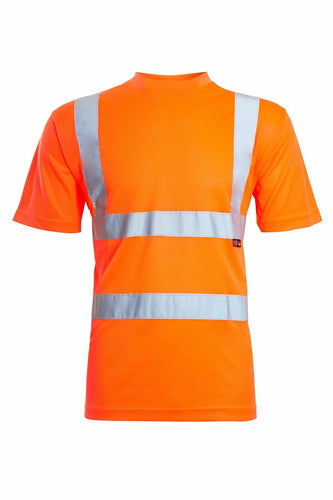 Mens Hi Vis VIZ Visibility Polo Two Tone Workwear T-Shirt - Orange(St-39T)