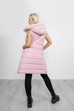 Load image into Gallery viewer, Womens Hooded Quilted Zip Up Gilet Waistcoat - Pink
