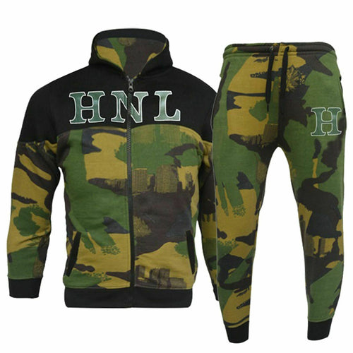 HNL Kids Hoodie Jogging Sports Tracksuit Set - Khaki