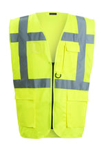 Load image into Gallery viewer, Hi Vis Waistcoat With Phone ID Pocket Key Holder  Vest - Yellow
