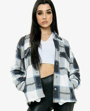 Load image into Gallery viewer, Womens Check Fleece Casual Oversize Shacket - Blue
